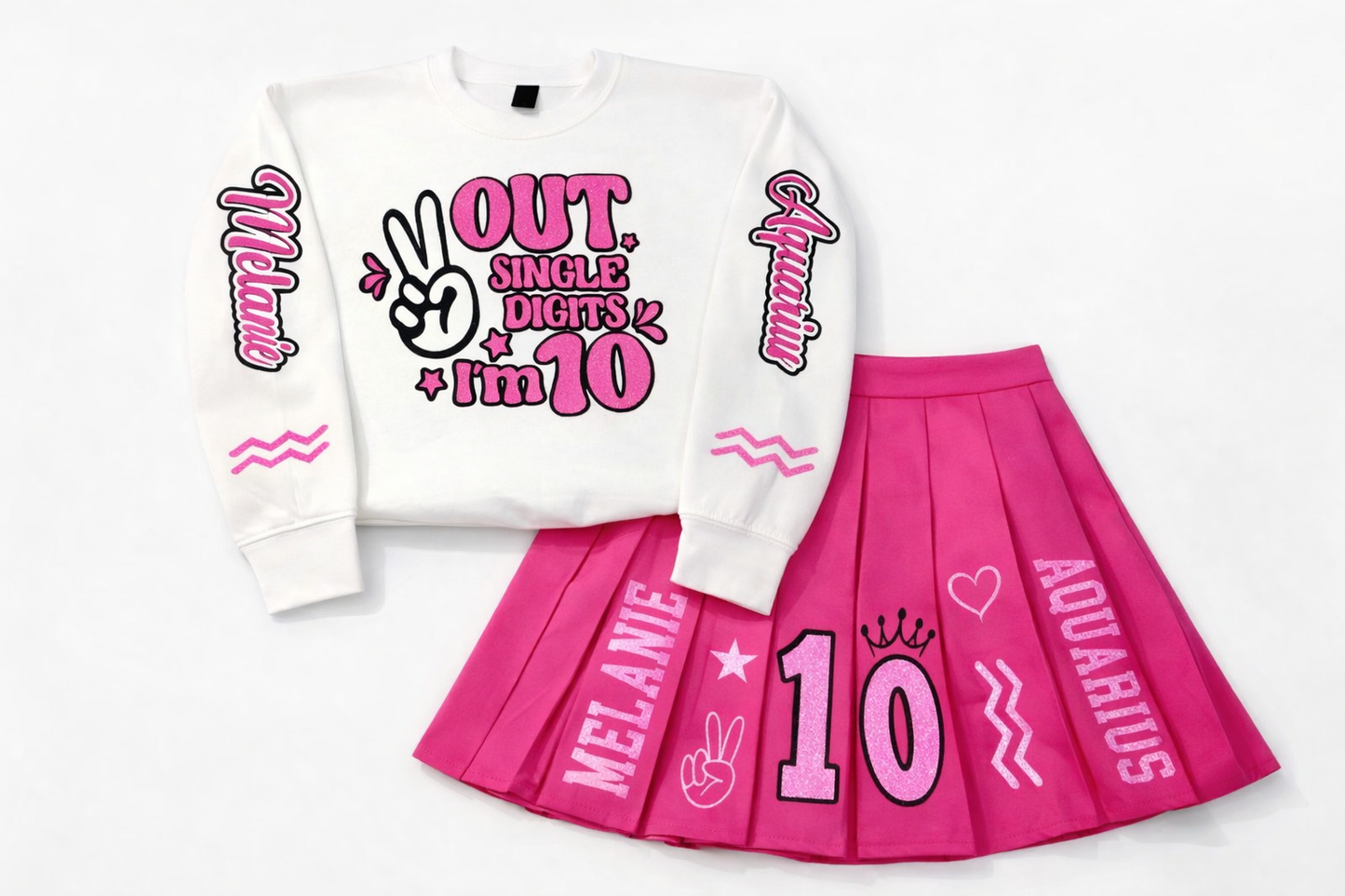Peace out single digits Customized Girls Birthday Set any age.
