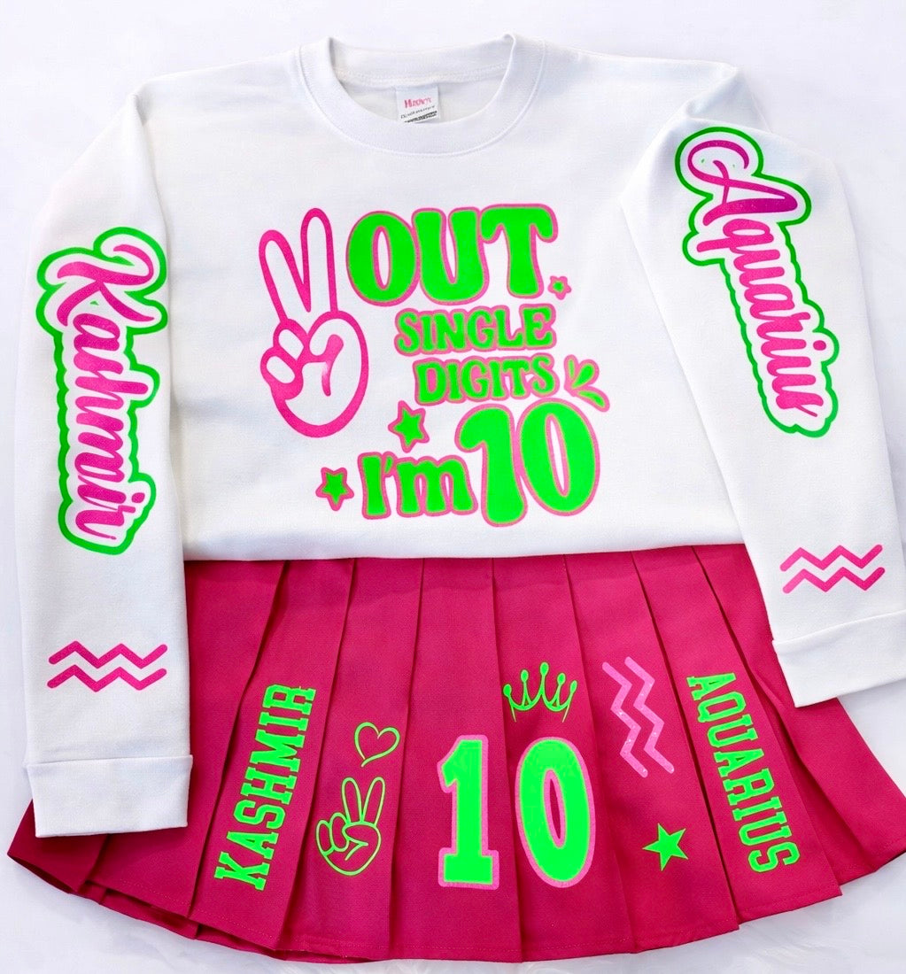 Peace out single digits Customized Girls Birthday Set any age.