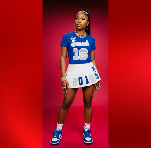 Customized Sweet Sixteen Pleated Birthday Skirt Set