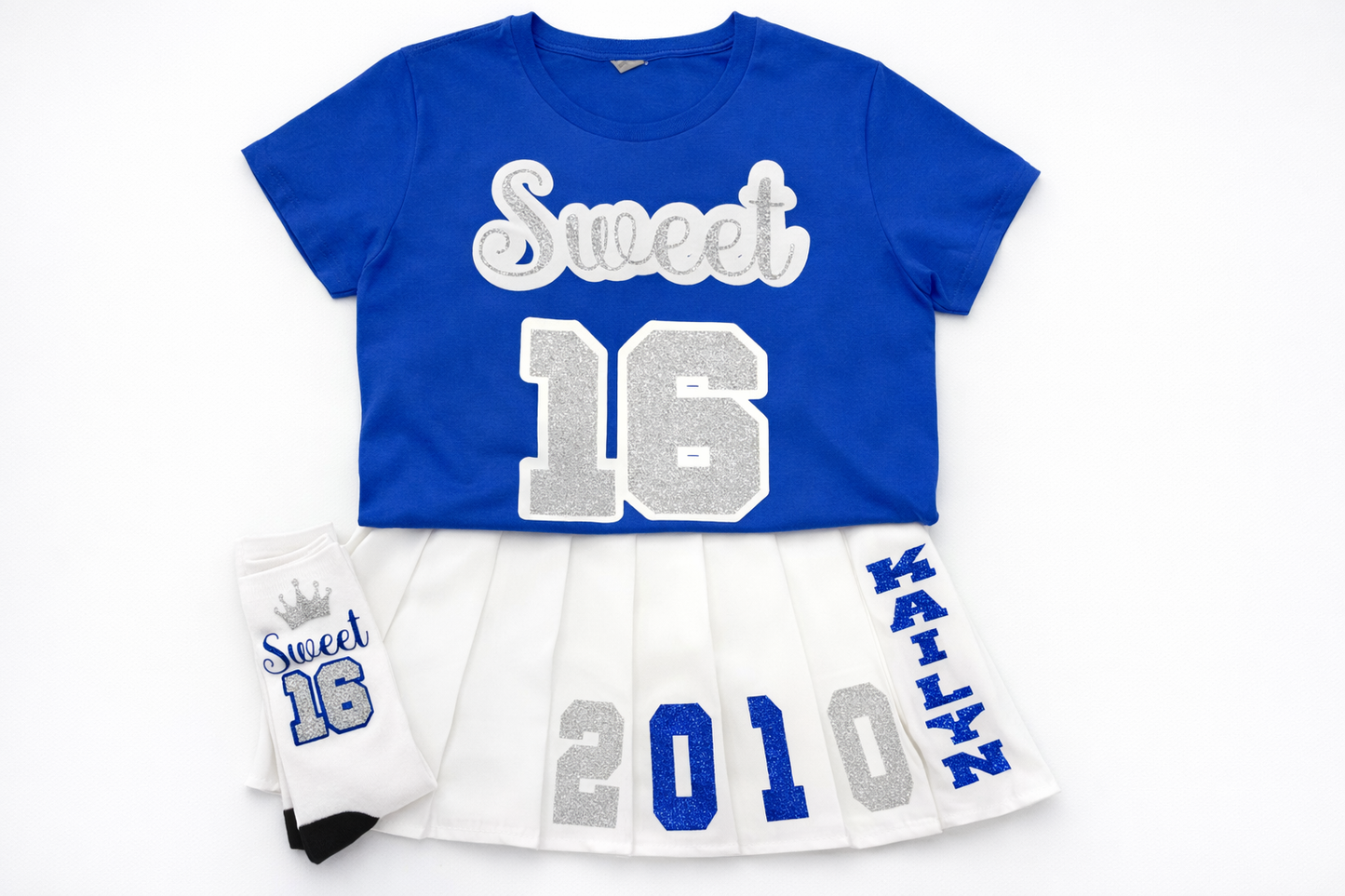 Customized Sweet Sixteen Pleated Birthday Skirt Set