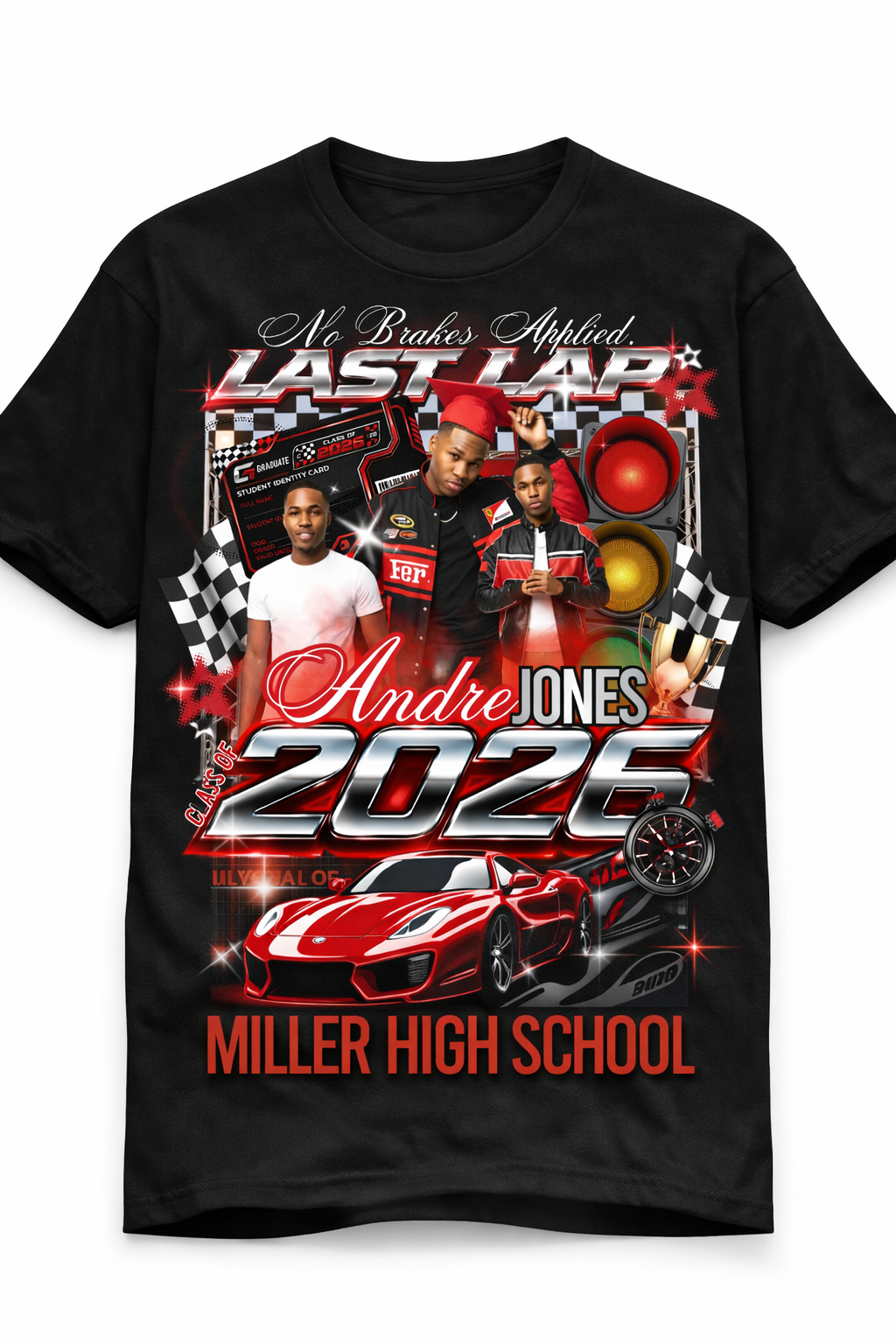 Custom Graduation Bundle | Class of 2026 | Shirt + Stole + 5 Fans + 5 Buttons | Personalized Photo